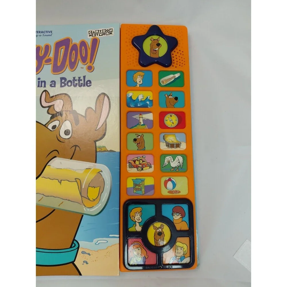 Scooby-Doo! MESSAGE IN A BOTTLE Interactive Play-A-Sound Book 2004 New Batteries